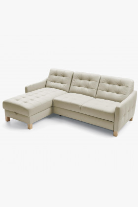 Eck-Ledersofa G100 links, Schlaf- und Stauraumfunktion,
